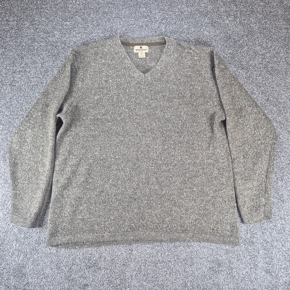 Woolrich Sweater Men's XL Wool Blend V-Neck Knit Pullover Shale Heather - Picture 3 of 9